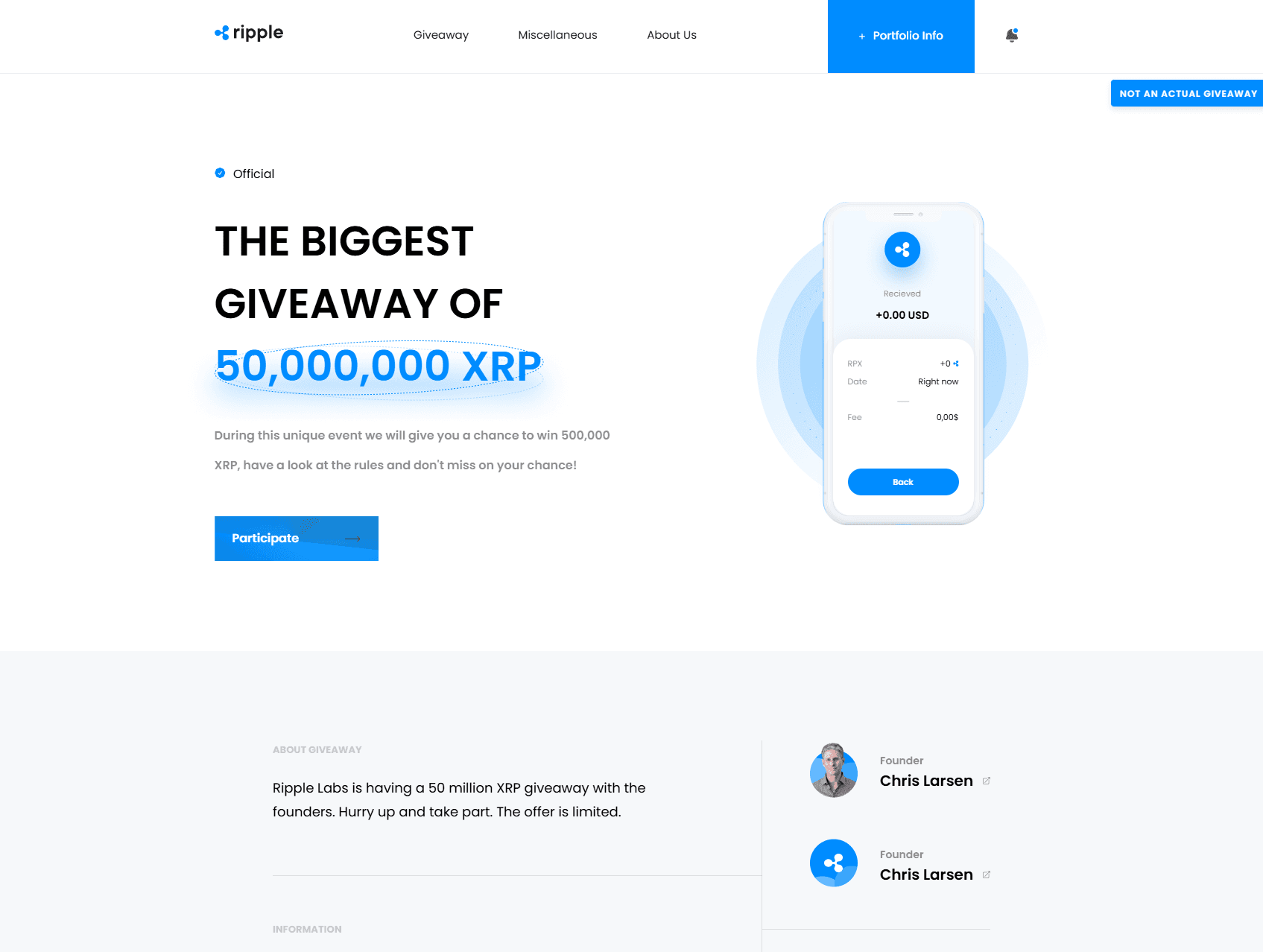 Ripple giveaway landing page - Image 1